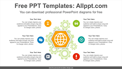 Radial circle gears PowerPoint Diagram Template