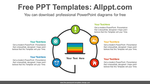 Radial laptop PowerPoint Diagram Template