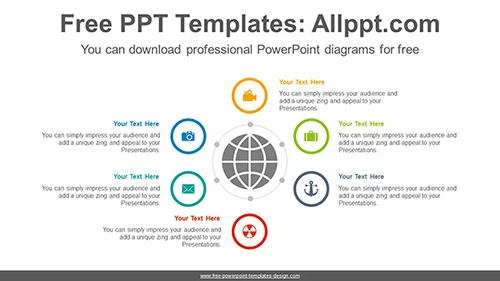 Radial six circles PowerPoint Diagram Template