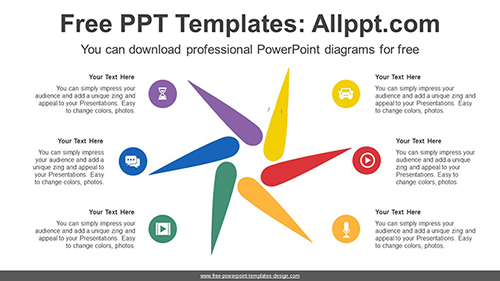 Radial Six Petals PowerPoint Diagram