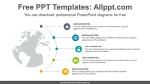 Radial world map PowerPoint Diagram Template