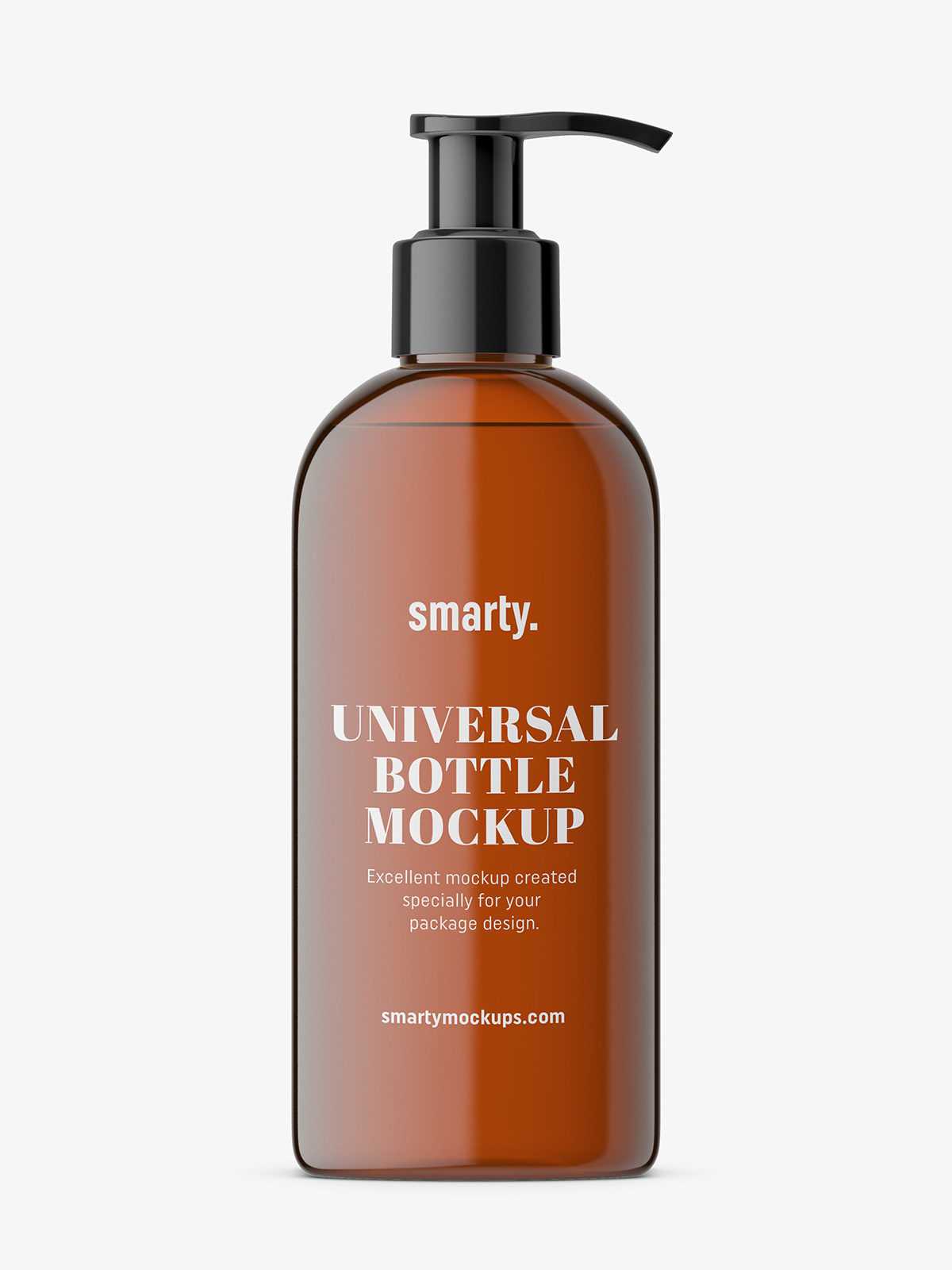 Rectangle bottle with pump mockup / amber