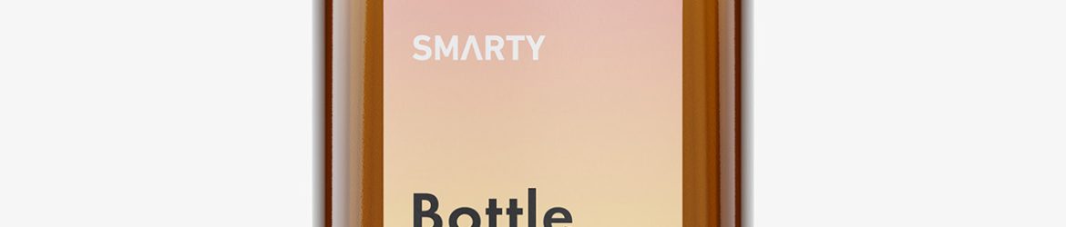 Rectangle bottle with silver cap mockup / amber