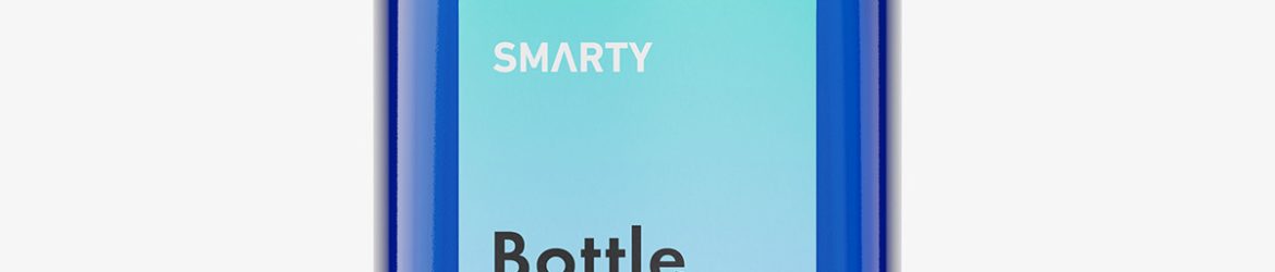 Rectangle bottle with silver cap mockup / blue