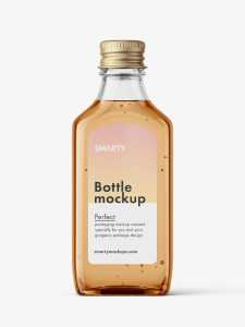 Rectangle bottle with silver cap mockup / clear