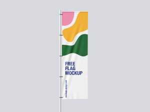 Rectangle pole flag mockup