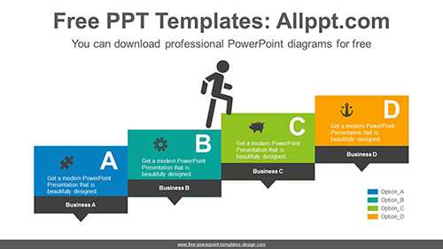 Rectangular banner staircase PowerPoint Diagram Template