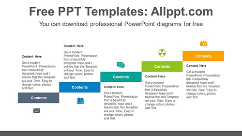 Rectangular staircase PowerPoint Diagram Template