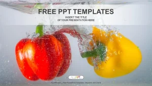 Red and yellow paprika peppers in water PowerPoint Templates