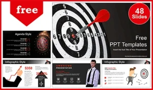 Red Dart Arrow Hitting PowerPoint Templates