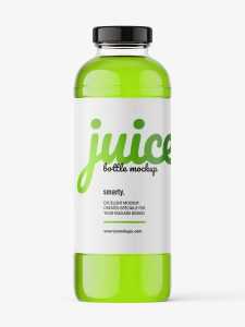 Red juice bottle mockup