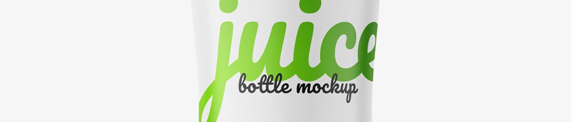 Red juice bottle mockup