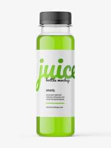 Red juice bottle mockup