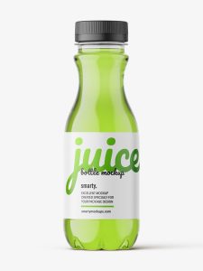 Red juice bottle mockup