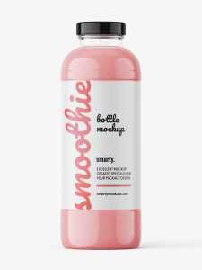 Red smoothie bottle mockup
