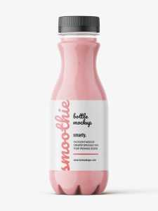 Red smoothie bottle mockup