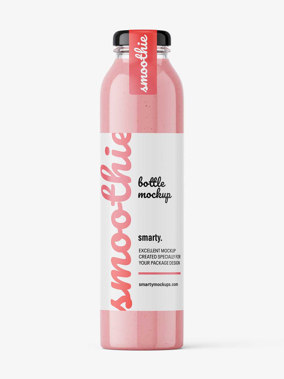 Red smoothie bottle mockup