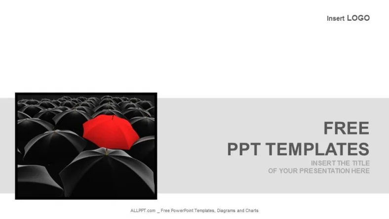 Red Umbrella Among Black-Business PowerPoint Templates