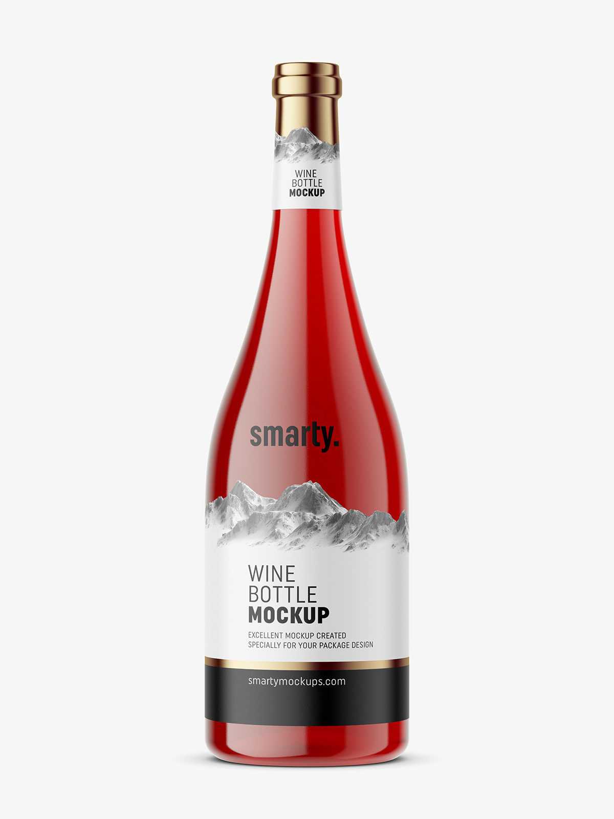Red wine bottle mockup