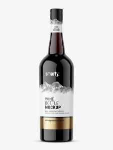 Red wine bottle mockup