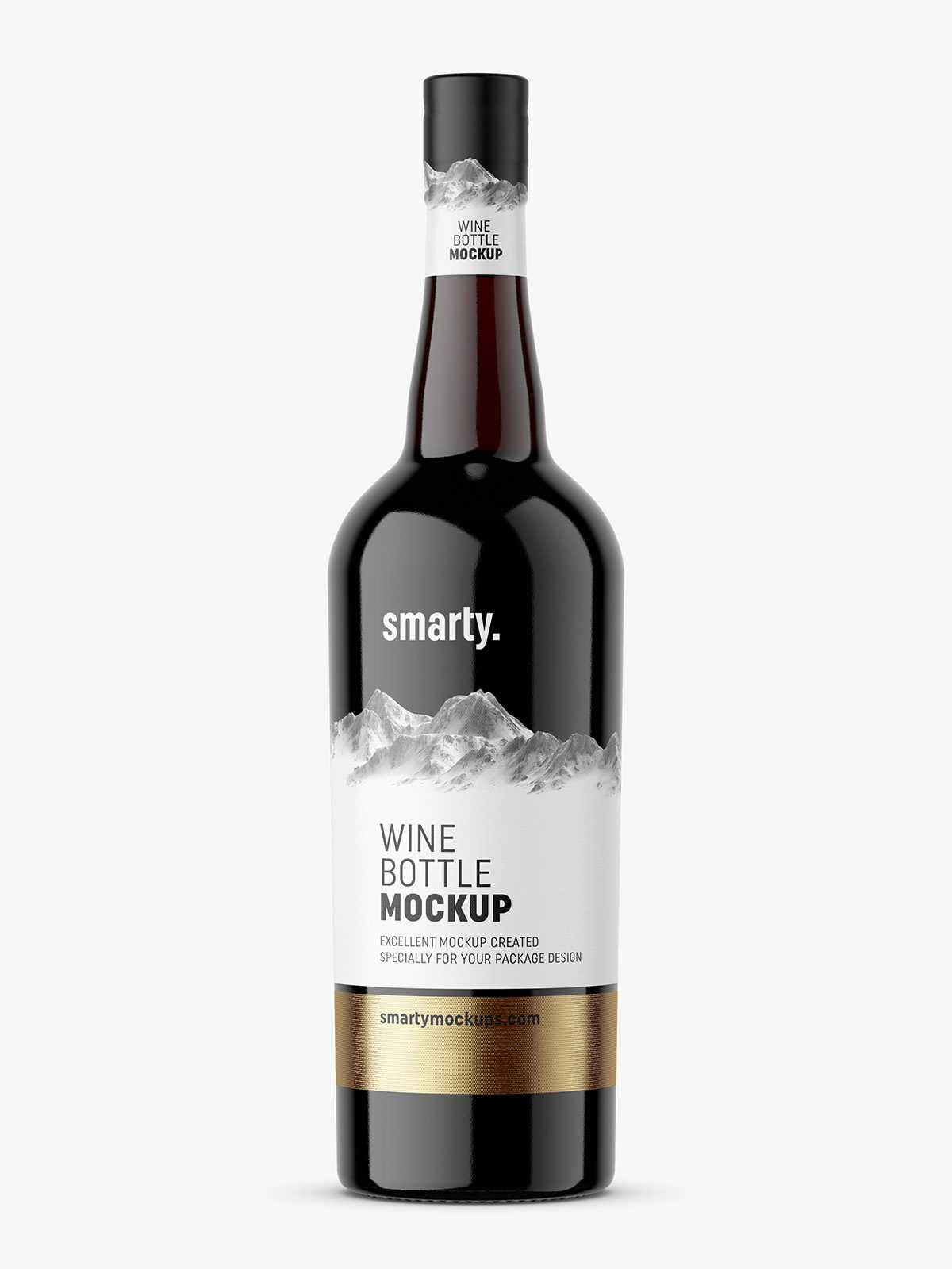 Red wine bottle mockup