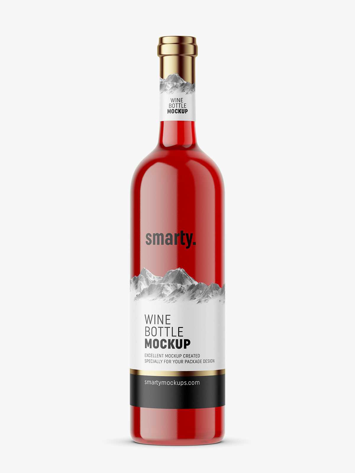 Red wine bottle mockup