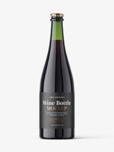 Red wine bottle with crown cap mockup