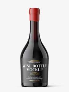 Red wine bottle with wax seal mockup