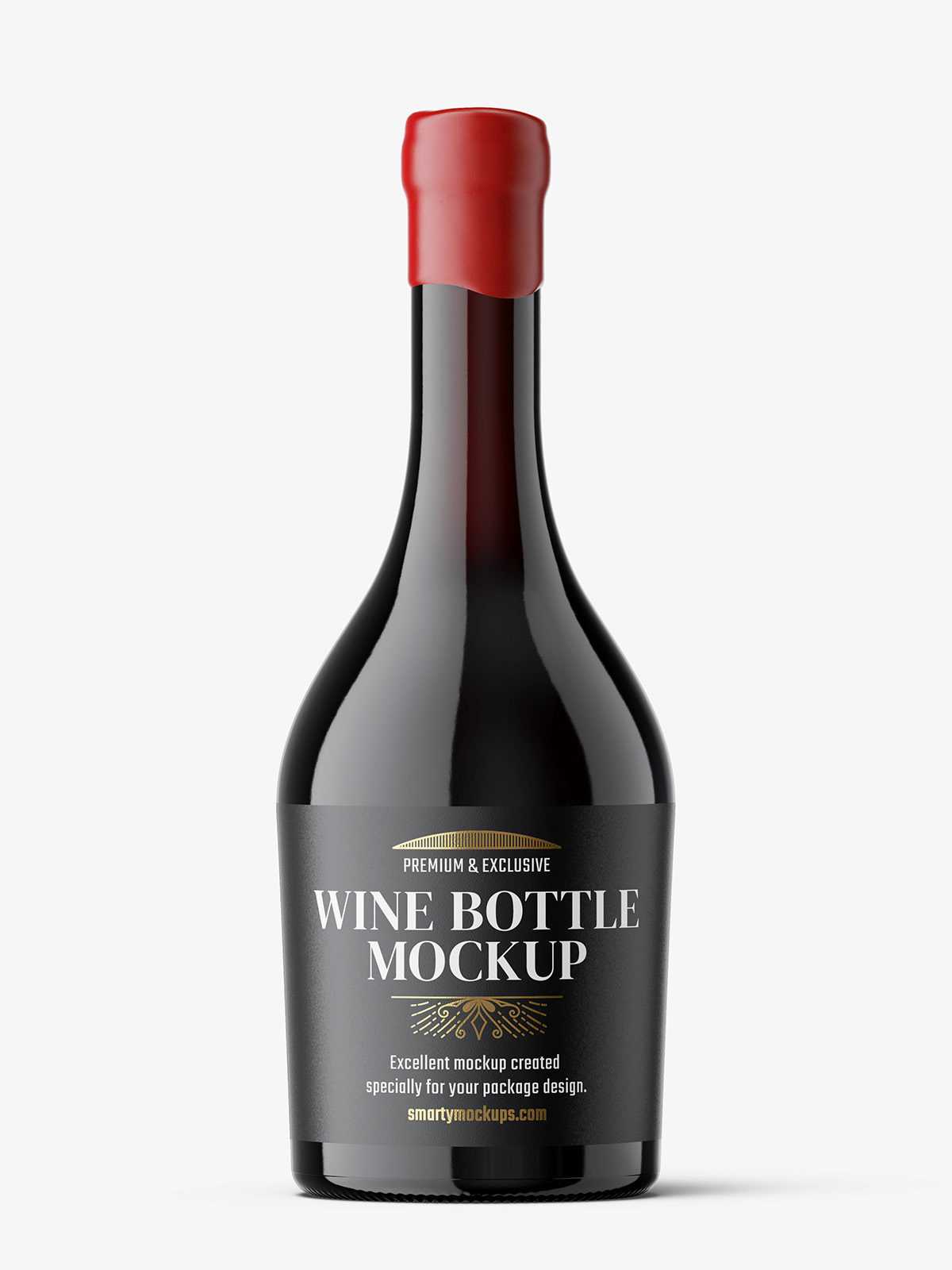 Red wine bottle with wax seal mockup