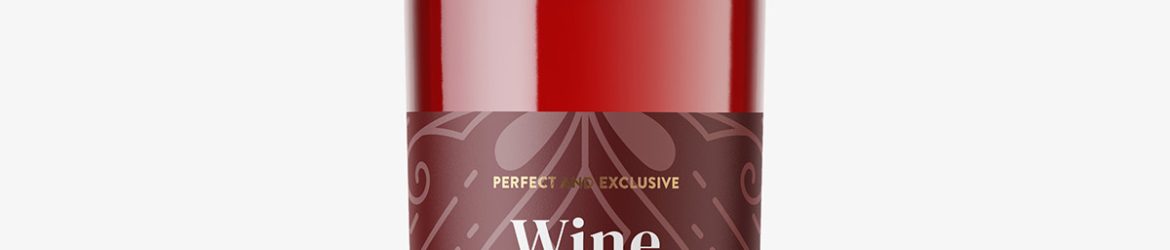 Red wine in clear bottle mockup