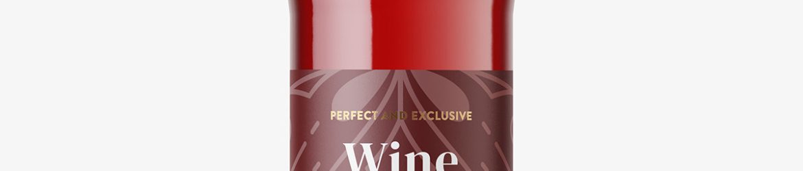 Red wine in clear bottle mockup