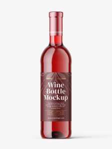 Red wine in clear bottle mockup