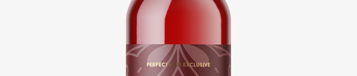 Red wine in clear bottle mockup