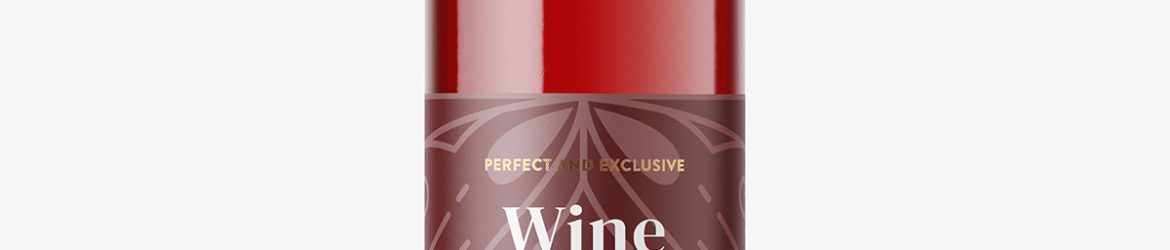 Red wine in clear bottle mockup