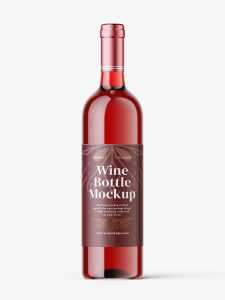 Red wine in clear bottle mockup