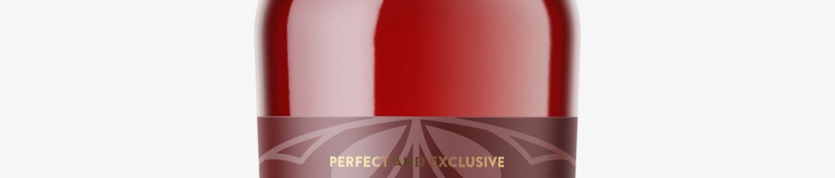 Red wine in clear bottle mockup