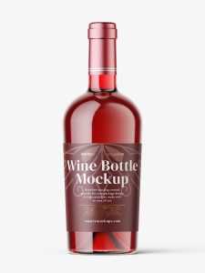 Red wine in clear bottle mockup