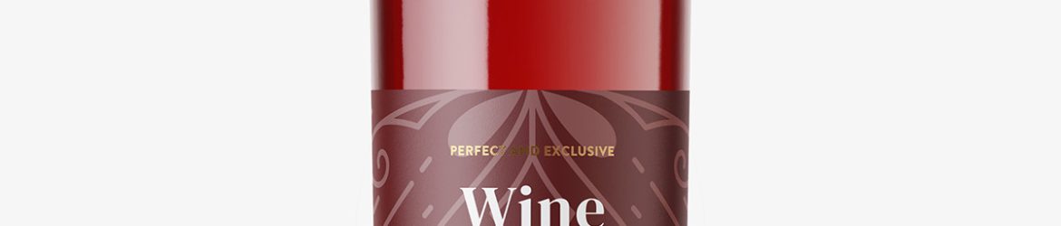 Red wine in clear bottle mockup