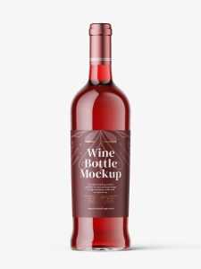 Red wine in clear bottle mockup