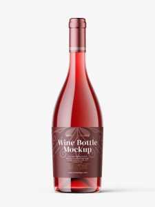 Red wine in clear bottle mockup