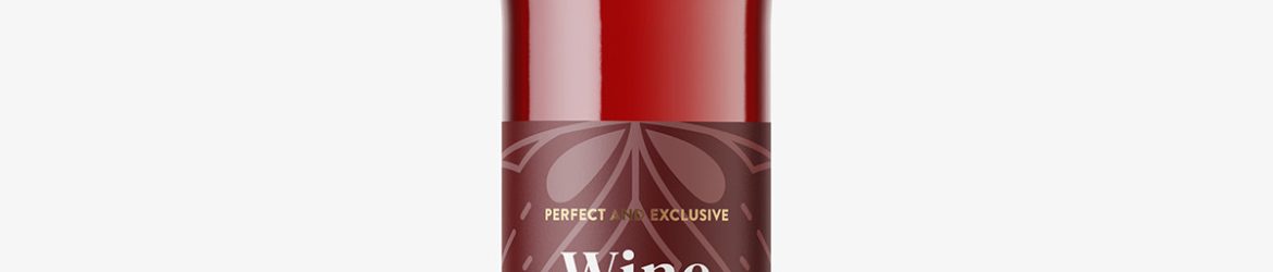 Red wine in clear bottle mockup