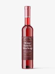 Red wine in clear bottle mockup