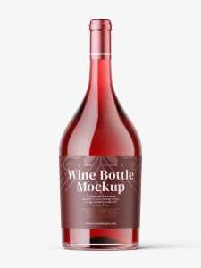 Red wine in clear bottle mockup