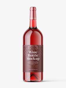 Red wine in clear bottle mockup