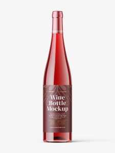 Red wine in clear bottle mockup