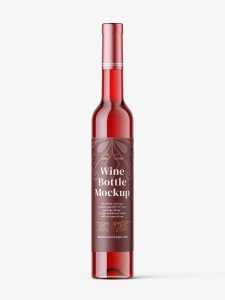 Red wine in clear bottle mockup