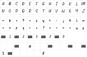 Mapa de caracteres da fonte Reileight Winterlane Font
