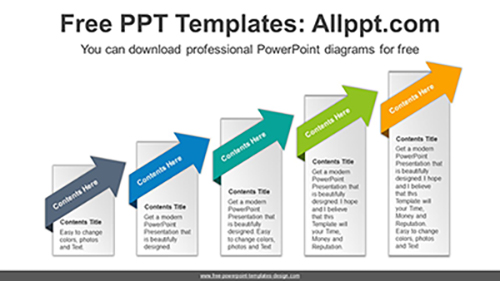 Ribbon Arrow Staircase PowerPoint Diagram