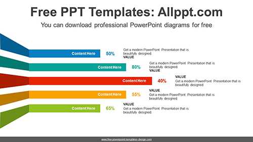 Ribbon Bar Chart PowerPoint Diagram