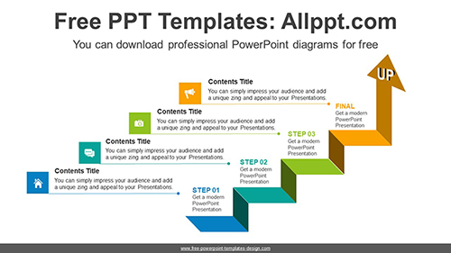 Ribbon Staircase Arrow PowerPoint Diagram